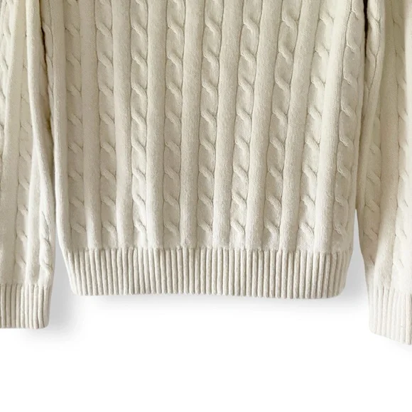 Banana Republic Factory Mens Cable Knit Sweater Sz M 1/4 Zip Wool Blend Neutral - Picture 8 of 11